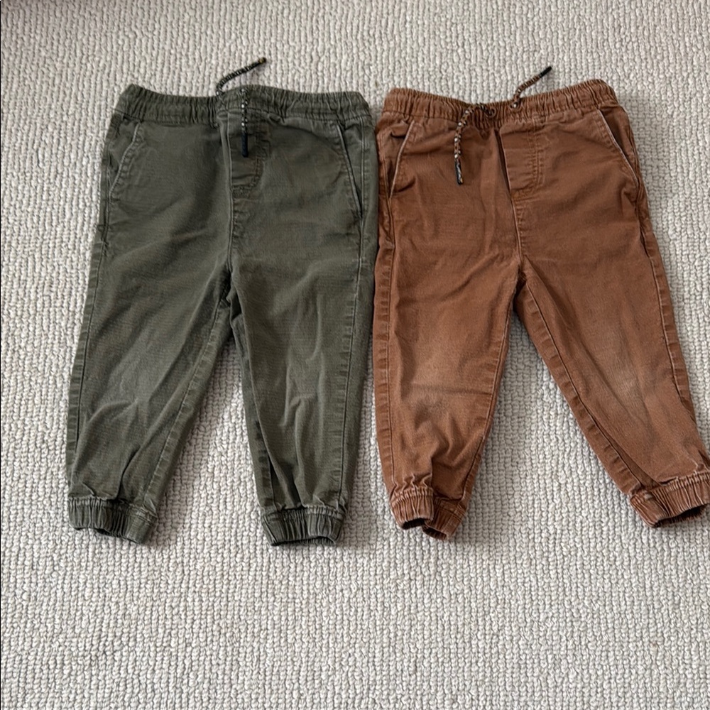 Kids Jogger Pants Set - Olive Green and Brown